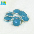 New Arrive K9 Crystal 8mm Round Aquamarine Jade Gemstone Beads Coin Shape Crystal Pendant for Necklace